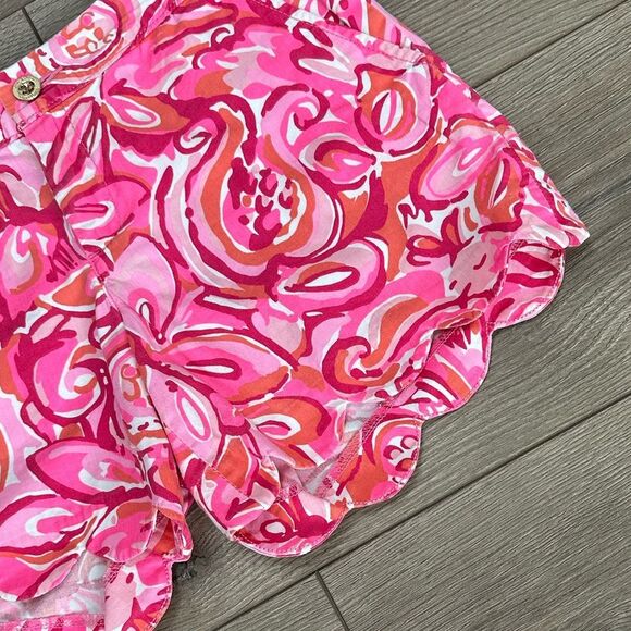 Lilly Pulitzer 5” The Buttercup Scallop Shorts Pink Pout Mango Salsa Sz 2 - Picture 5 of 10